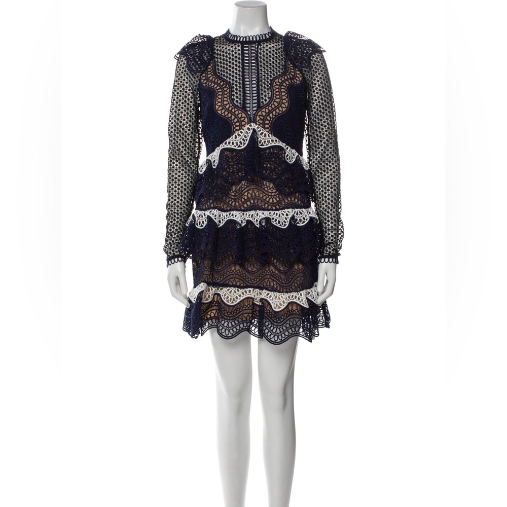 Self-Portrait Lace Pattern Mini Dress size 4 - Picture 3 of 6